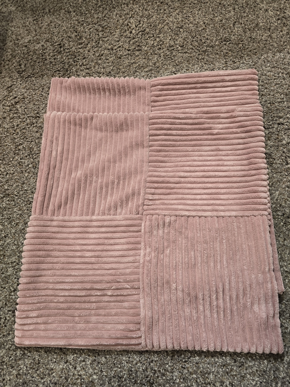 Plush Velvet Ribbed Patchwork Sham - Dusty Pink